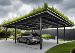 carport avec toit végétal