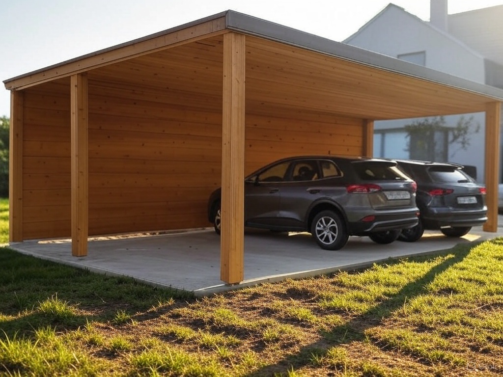 Installer un carport bois 2 voitures monopente